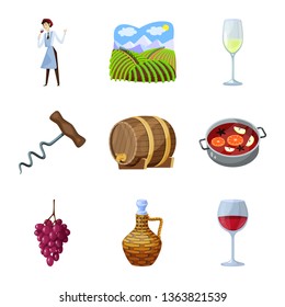 Isolated object of grape and winery symbol. Collection of grape and manufacturing vector icon for stock.