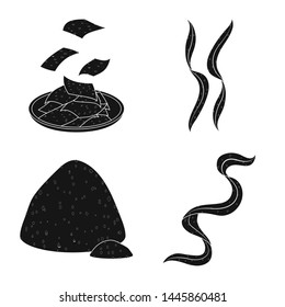 Isolated object of grass and natural icon. Collection of grass and seaweed stock vector illustration.