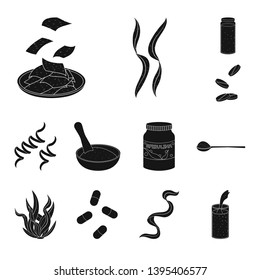 Isolated object of grass and natural sign. Set of grass and seaweed stock symbol for web.