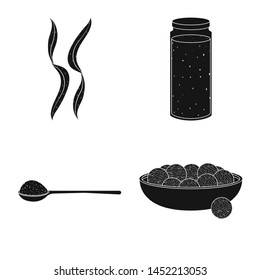 Isolated object of grass and natural symbol. Set of grass and seaweed stock symbol for web.