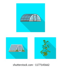 Isolated object of greenhous and plant symbol. Set of greenhous and garden stock vector illustration.
