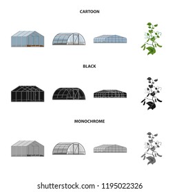 Isolated object of greenhouse and plant icon. Set of greenhouse and garden vector icon for stock.