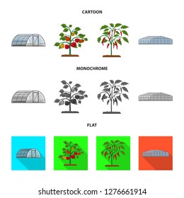 Isolated object of greenhouse and plant icon. Set of greenhouse and garden stock vector illustration.