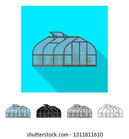 Isolated object of greenhouse and plant symbol. Collection of greenhouse and garden stock vector illustration.