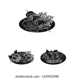 Isolated object of  and grill symbol. Set of  and charcoal stock vector illustration.