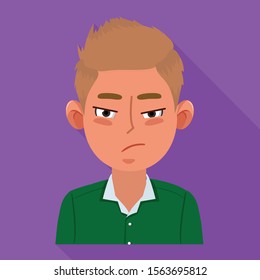 Isolated object of guy and anger symbol. Collection of guy and emotion stock vector illustration.