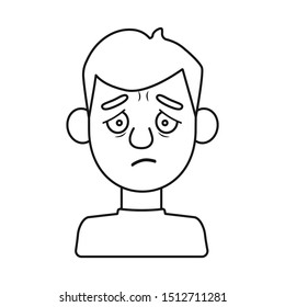 Isolated object of guy and sad icon. Graphic of guy and expressing vector icon for stock.