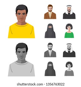 Isolated object of hairstyle and profession  icon. Collection of hairstyle and character  stock vector illustration.