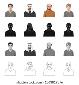 Isolated object of hairstyle and profession  icon. Collection of hairstyle and character  stock symbol for web.