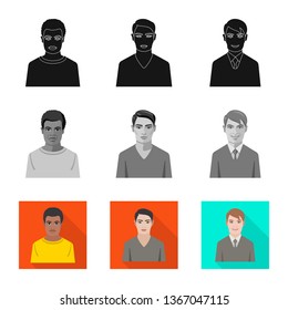 Isolated object of hairstyle and profession  icon. Set of hairstyle and character  vector icon for stock.