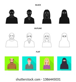 Isolated object of hairstyle and profession  icon. Set of hairstyle and character  stock vector illustration.