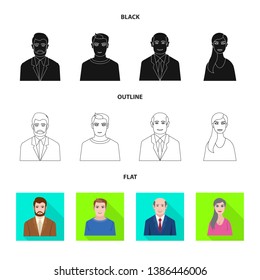 Isolated object of hairstyle and profession  icon. Set of hairstyle and character  stock vector illustration.