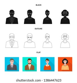 Isolated object of hairstyle and profession  icon. Set of hairstyle and character  stock vector illustration.