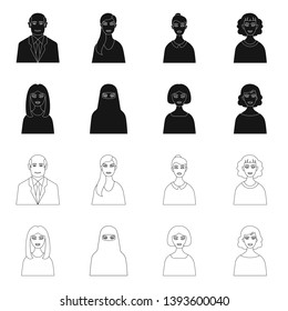 Isolated object of hairstyle and profession  icon. Set of hairstyle and character  stock vector illustration.