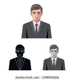 Isolated object of hairstyle and profession  icon. Collection of hairstyle and character  stock symbol for web.