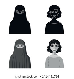 Isolated object of hairstyle and profession  icon. Collection of hairstyle and character  stock vector illustration.