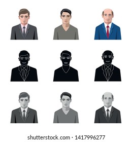 Isolated object of hairstyle and profession  icon. Set of hairstyle and character  stock vector illustration.