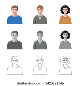 Isolated object of hairstyle and profession  icon. Collection of hairstyle and character  vector icon for stock.