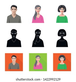 Isolated object of hairstyle and profession  icon. Collection of hairstyle and character  vector icon for stock.