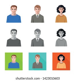 Isolated object of hairstyle and profession  icon. Set of hairstyle and character  vector icon for stock.