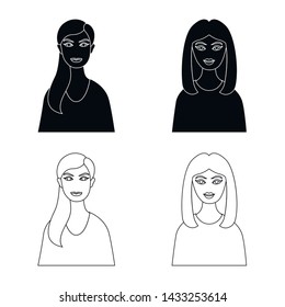 Isolated object of hairstyle and profession icon. Set of hairstyle and character stock symbol for web.