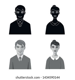 Isolated object of hairstyle and profession icon. Set of hairstyle and character stock vector illustration.