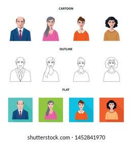 Isolated object of hairstyle and profession icon. Set of hairstyle and character stock symbol for web.