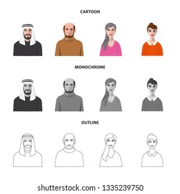Isolated object of hairstyle and profession  logo. Set of hairstyle and character  stock vector illustration.