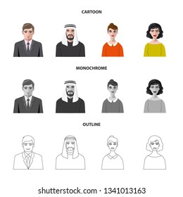 Isolated object of hairstyle and profession  logo. Collection of hairstyle and character  stock vector illustration.