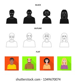 Isolated object of hairstyle and profession  logo. Set of hairstyle and character  stock vector illustration.