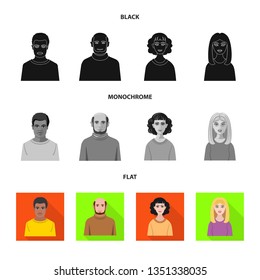 Isolated object of hairstyle and profession  logo. Set of hairstyle and character  stock vector illustration.