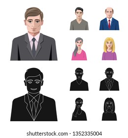 Isolated object of hairstyle and profession  logo. Set of hairstyle and character  vector icon for stock.