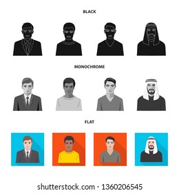 Isolated object of hairstyle and profession  logo. Set of hairstyle and character  vector icon for stock.
