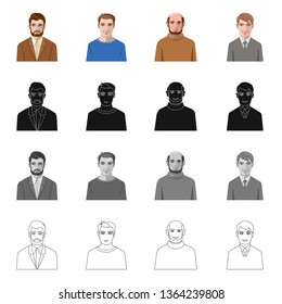 Isolated object of hairstyle and profession  logo. Set of hairstyle and character  vector icon for stock.