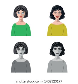 Isolated object of hairstyle and profession  logo. Set of hairstyle and character  stock symbol for web.