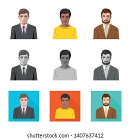 Isolated object of hairstyle and profession  logo. Collection of hairstyle and character  vector icon for stock.