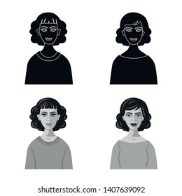 Isolated object of hairstyle and profession  logo. Collection of hairstyle and character  vector icon for stock.