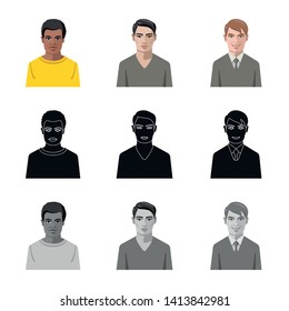 Isolated object of hairstyle and profession  logo. Set of hairstyle and character  stock symbol for web.