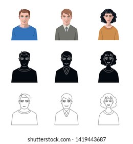 Isolated object of hairstyle and profession  logo. Set of hairstyle and character  vector icon for stock.