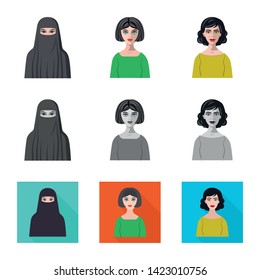 Isolated object of hairstyle and profession  logo. Set of hairstyle and character  stock vector illustration.