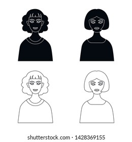 Isolated object of hairstyle and profession logo. Set of hairstyle and character stock vector illustration.