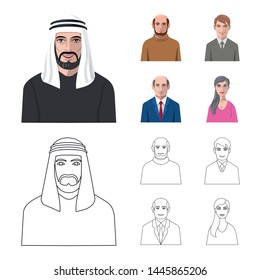 Isolated object of hairstyle and profession logo. Collection of hairstyle and character stock vector illustration.