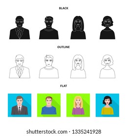 Isolated object of hairstyle and profession  sign. Collection of hairstyle and character  vector icon for stock.