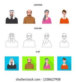 Isolated object of hairstyle and profession  sign. Collection of hairstyle and character  stock symbol for web.