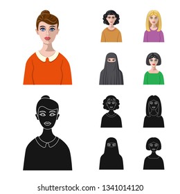 Isolated object of hairstyle and profession  sign. Set of hairstyle and character  stock vector illustration.