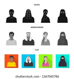 Isolated object of hairstyle and profession  sign. Collection of hairstyle and character  vector icon for stock.