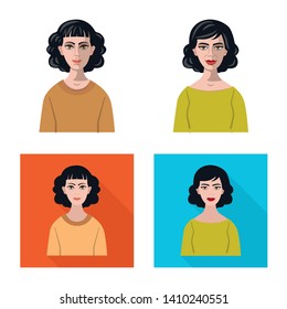 Isolated object of hairstyle and profession  sign. Collection of hairstyle and character  stock symbol for web.