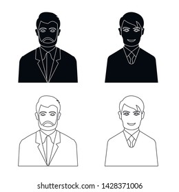 Isolated object of hairstyle and profession sign. Collection of hairstyle and character stock symbol for web.