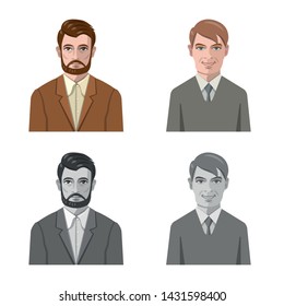 Isolated object of hairstyle and profession sign. Collection of hairstyle and character stock symbol for web.