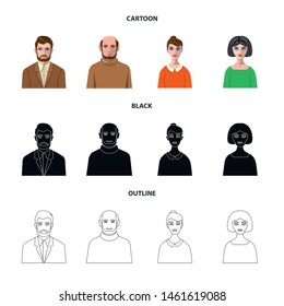 Isolated object of hairstyle and profession sign. Set of hairstyle and character stock vector illustration.